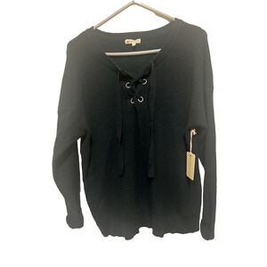 Margeaux & Ellie Women’s Emerald Green Pullover Sweater Tie Neck Size Large NWT